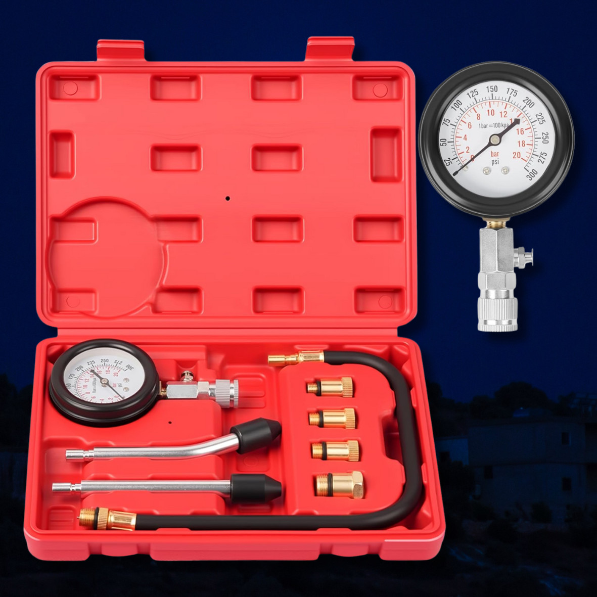 Petrol Engine Cylinder Compression Tester Kit for Automotive Motorcycle Tool Kit