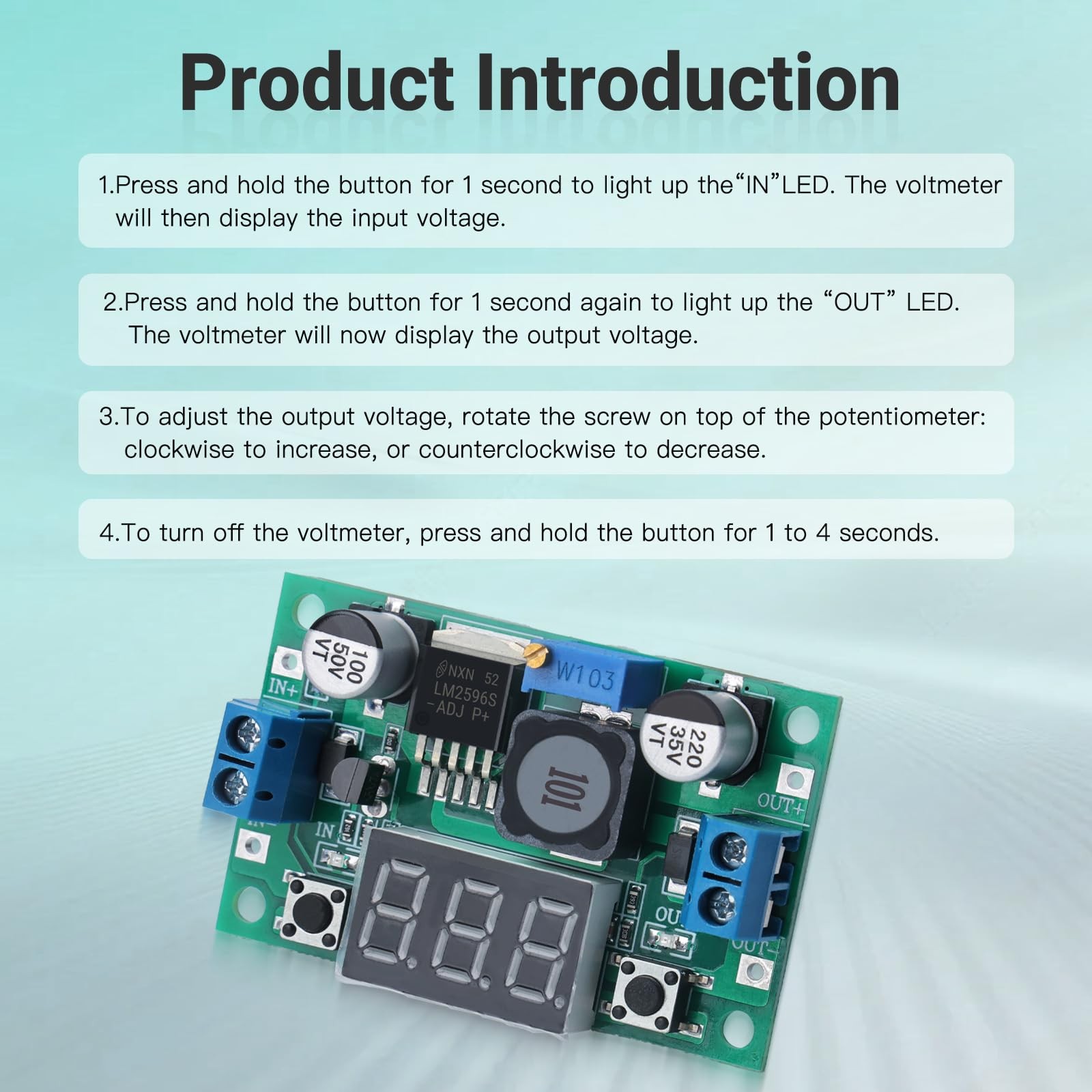 3 PCS Green LM2596 Adjustable DCDC Buck Converter Step Down LED 440V Module