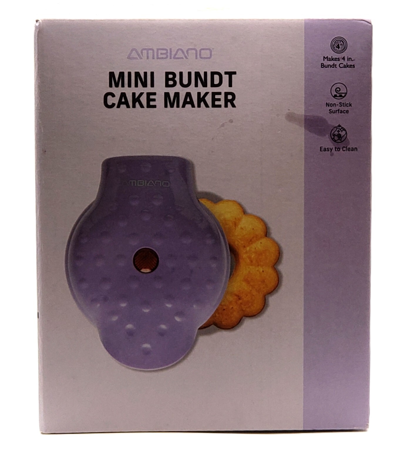Ambiano Mini Personal 4" Bundt Cake Maker Purple Non-Stick Surface #708514 New