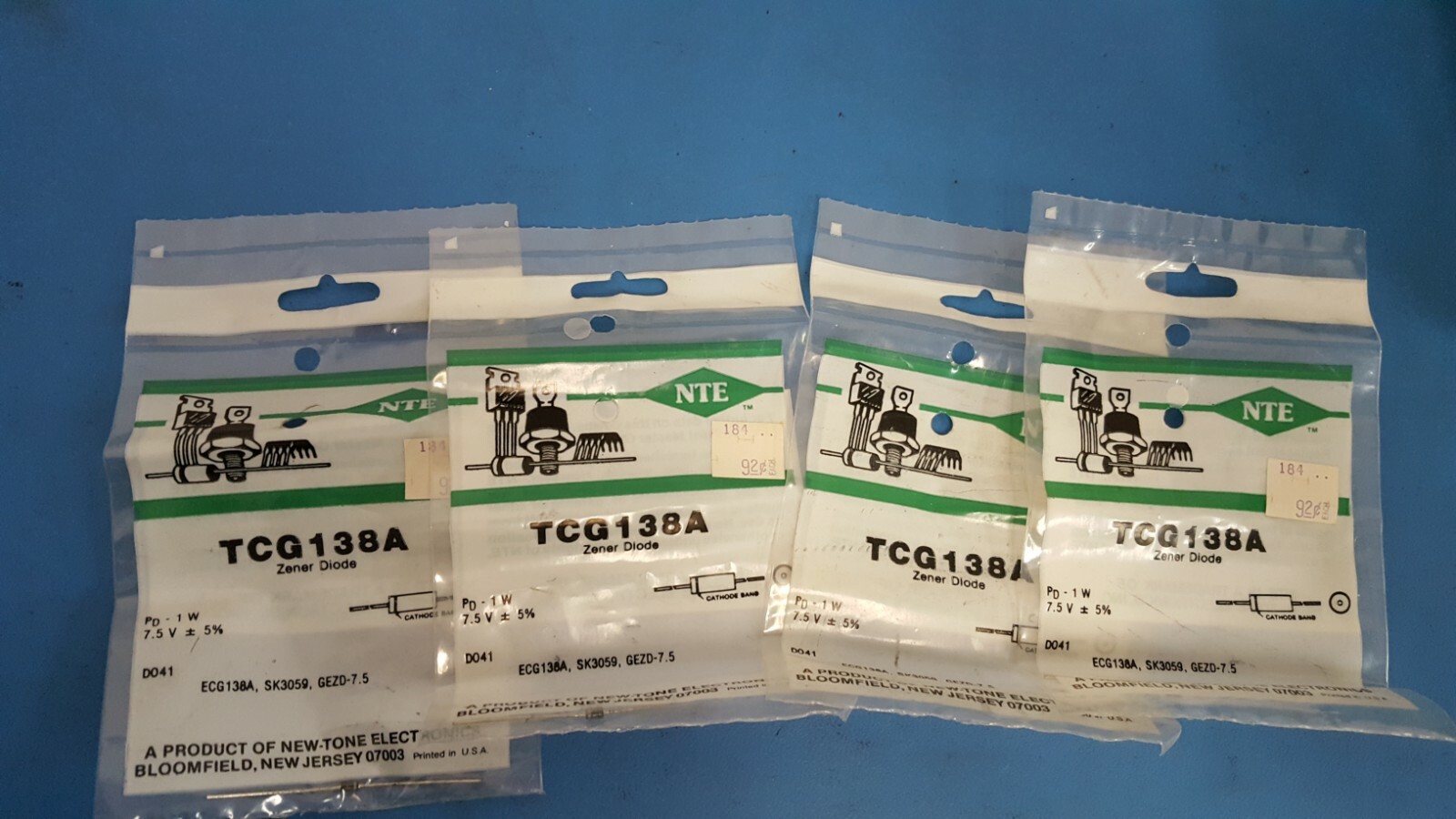 (2 Pcs )Diode Zener 7.5 V , NTE , TCG138A , ECG138A, SK3059 , GEZD-7.5