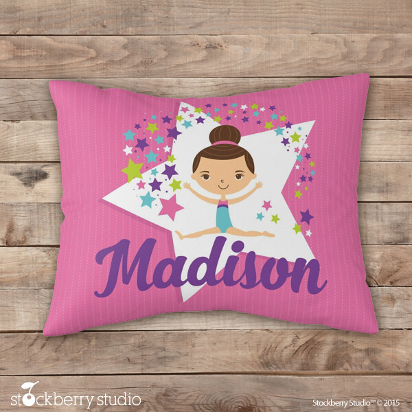 Gymnastics Pillowcase Personalized Girl Gymnast Pillow Sham Gymnastic Birthday