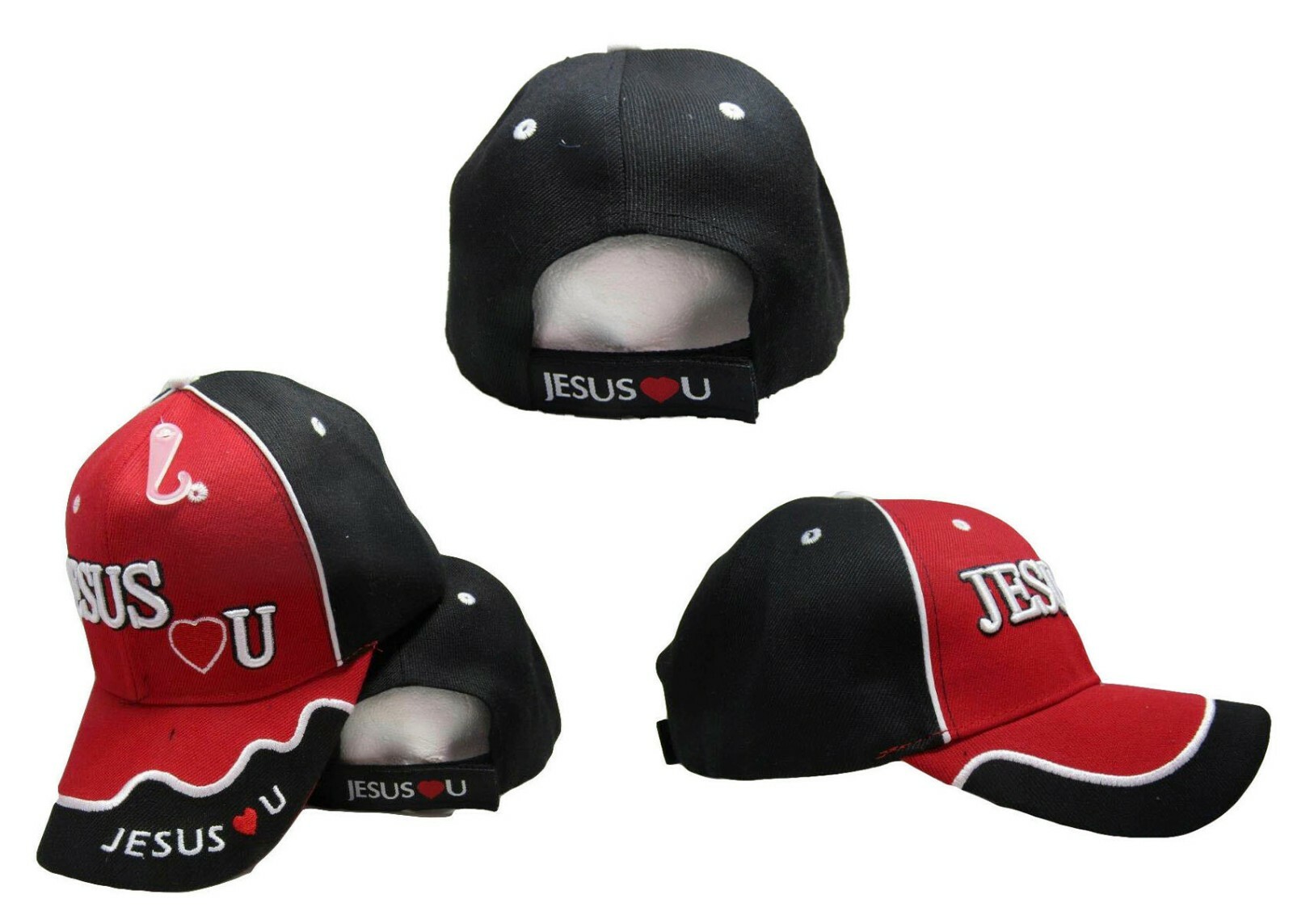 Jesus Hearts (Loves) You Christ Christian Red Black Embroidered Cap CAP809 Hat