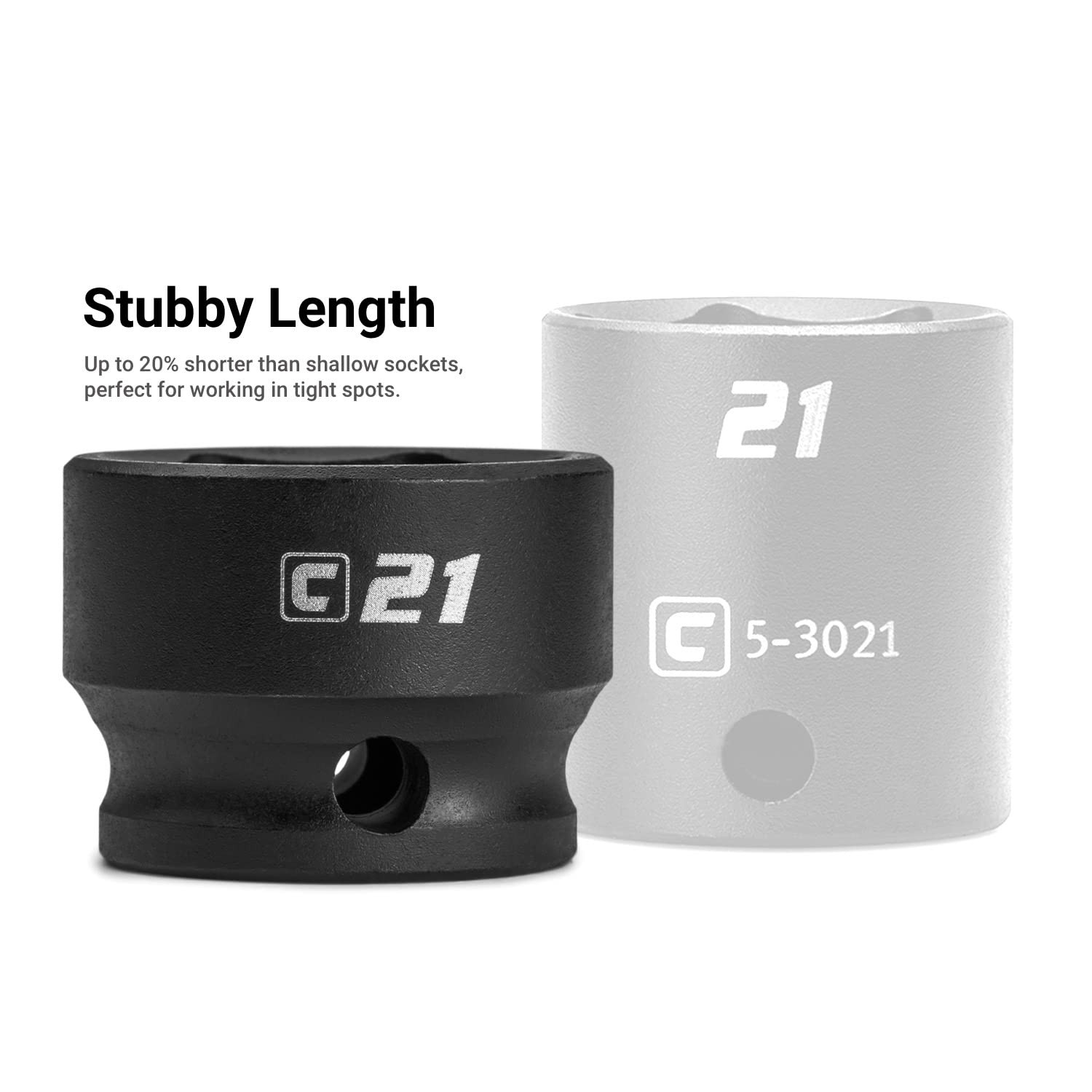Capri Tools 30 mm Stubby Impact Socket, 1/2 in. Drive, 6-Point, Metric 30