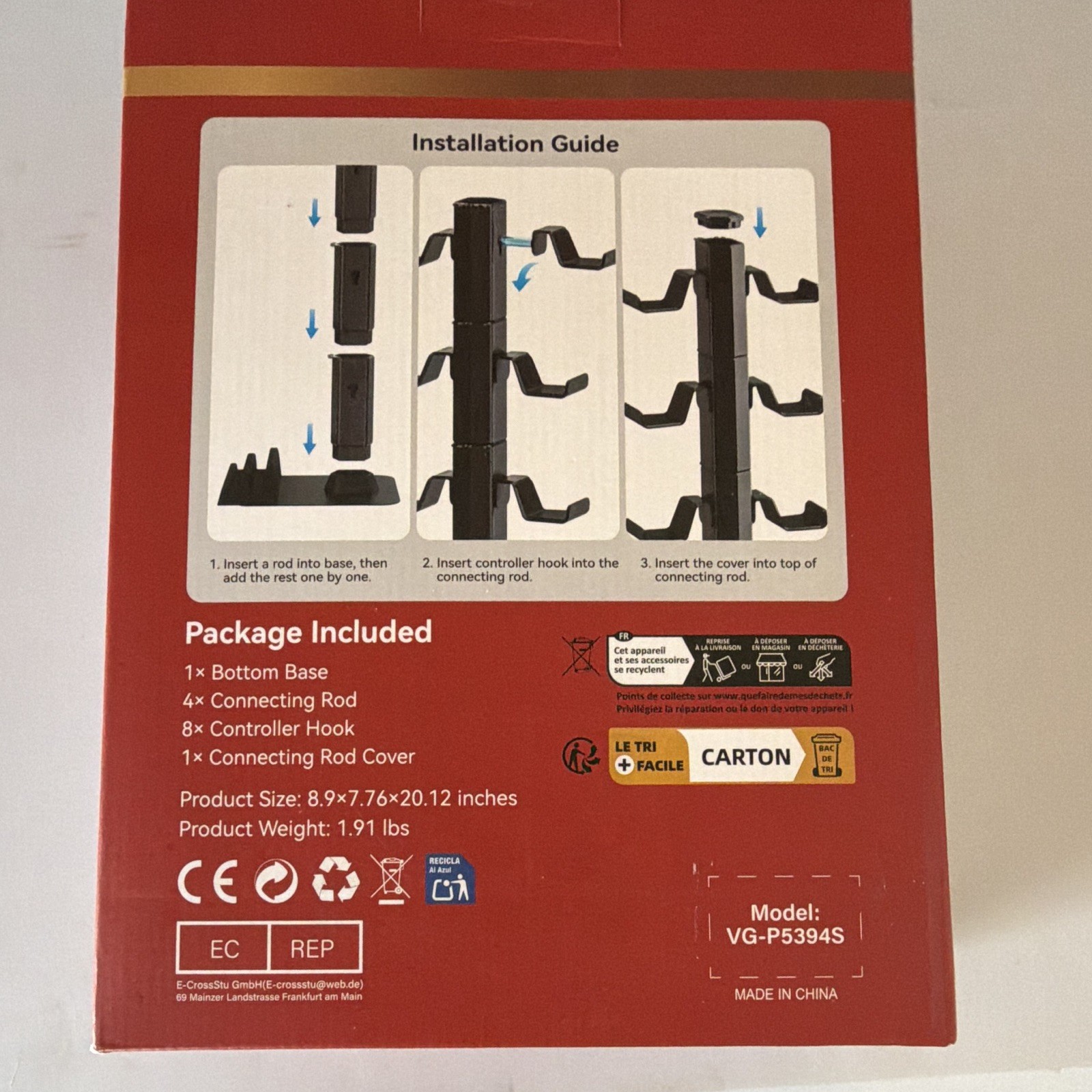 Controller & Headset Stand Black VG-P5394S Easy Assemble Silicone Pads