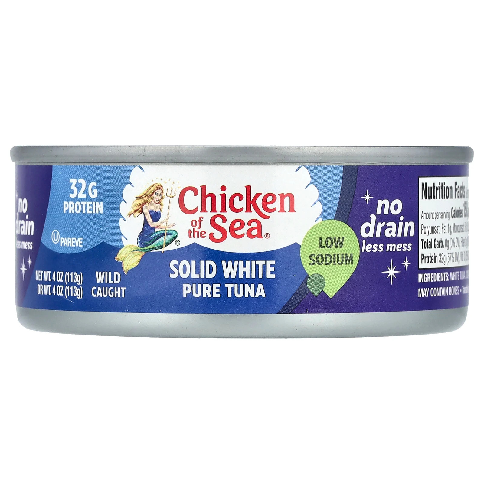 Solid White Pure Tuna, Low Sodium, 4 oz (113 g)
