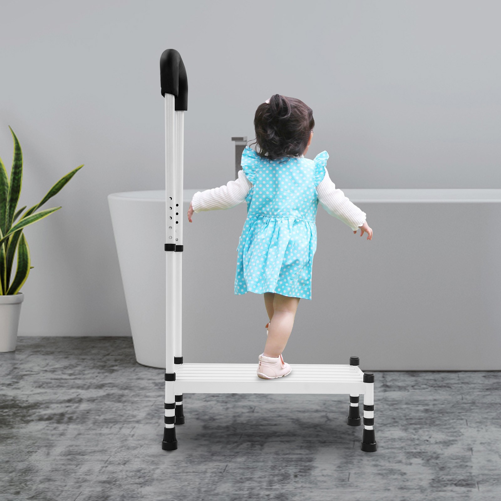 Step Stool with Handle, Adult Ramp with Handrail, Metal Stepping Stool