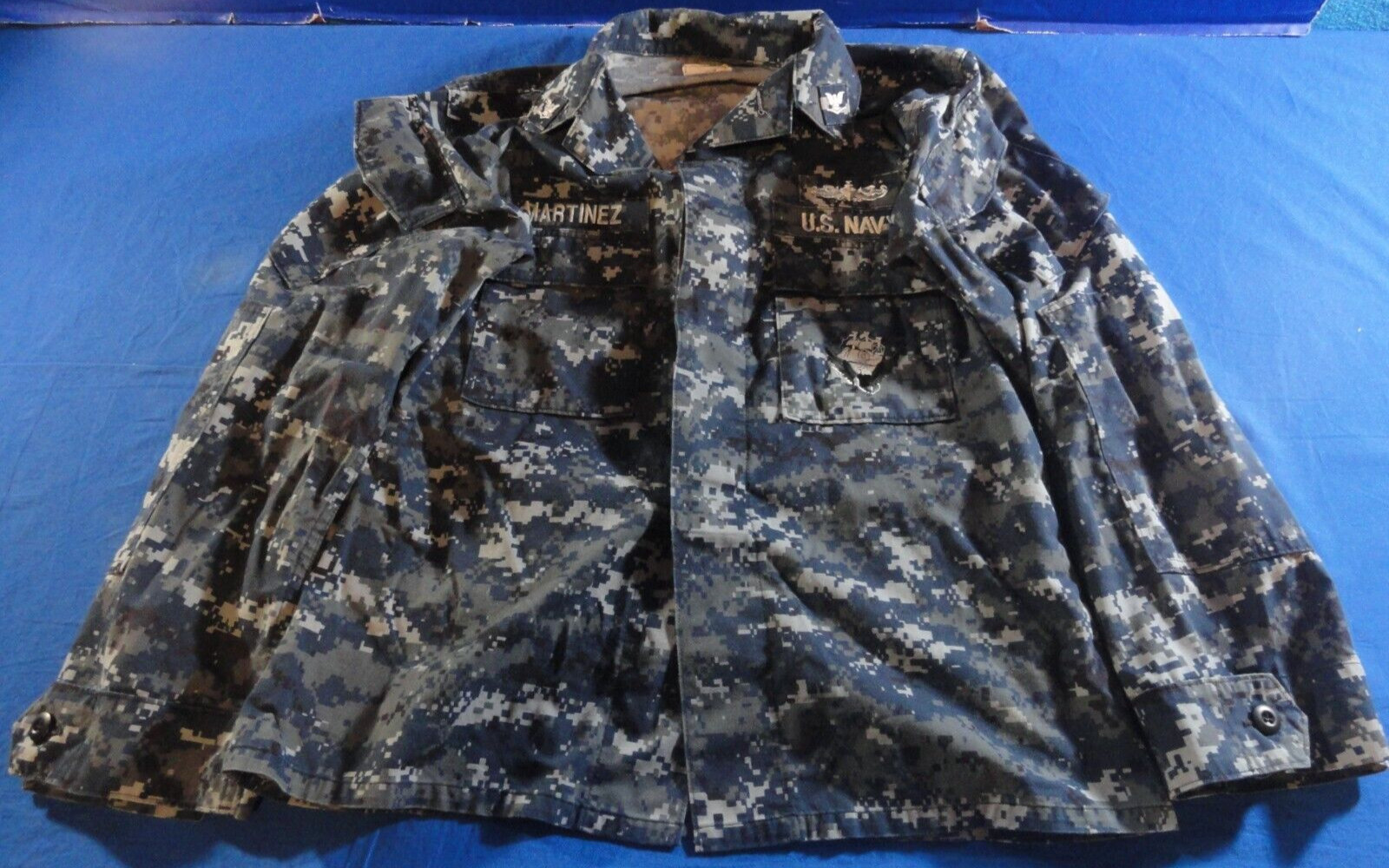 US NAVY NWU TYPE 1 BLUE DIGITAL CAMOUFLAGE BLUEBERRY UNIFORM JACKET 43X27.5