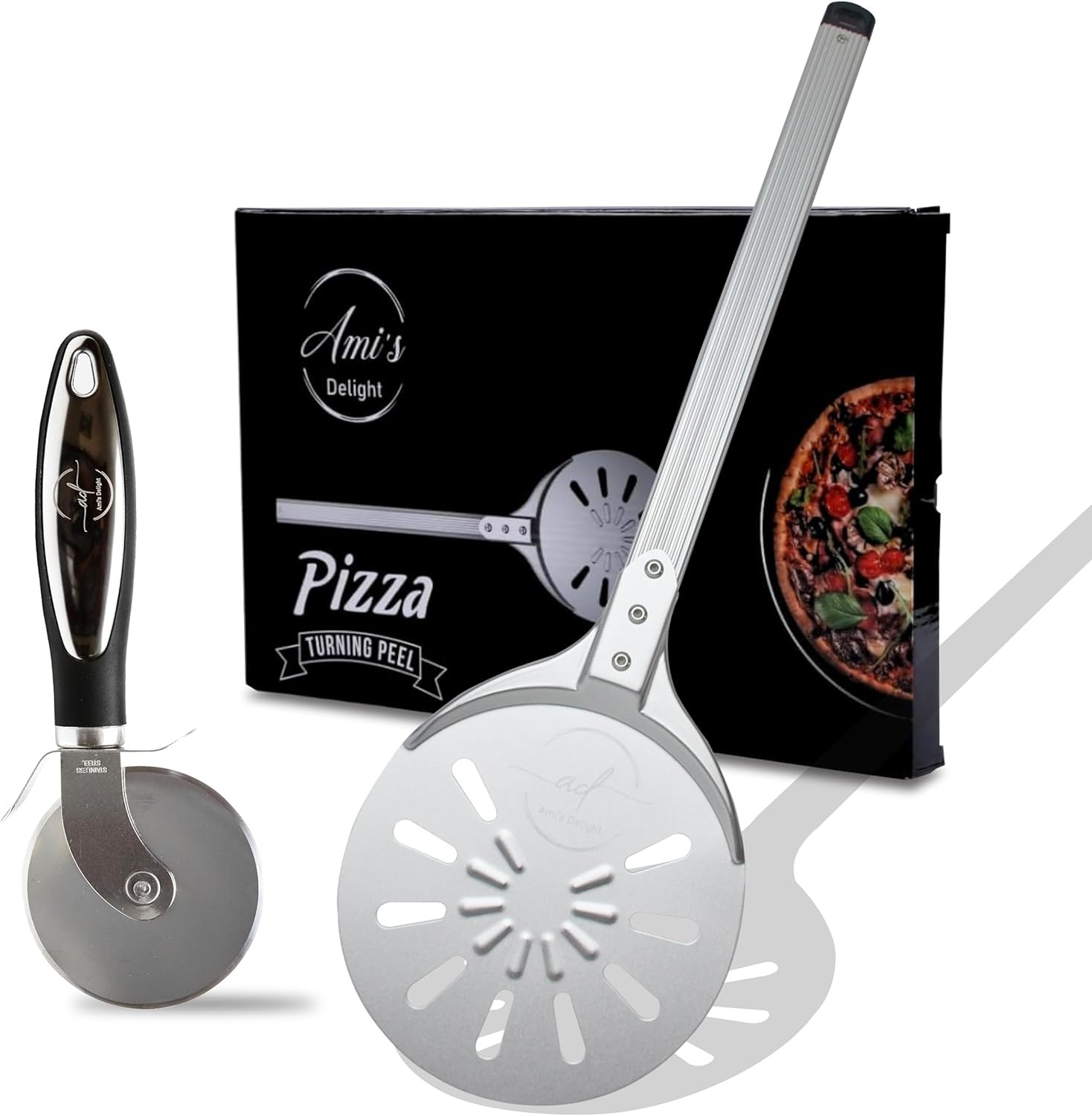 Ami’S Delight 8-Inch Perforated Pizza Turning Peel with Free Pizza Cutter | Ligh