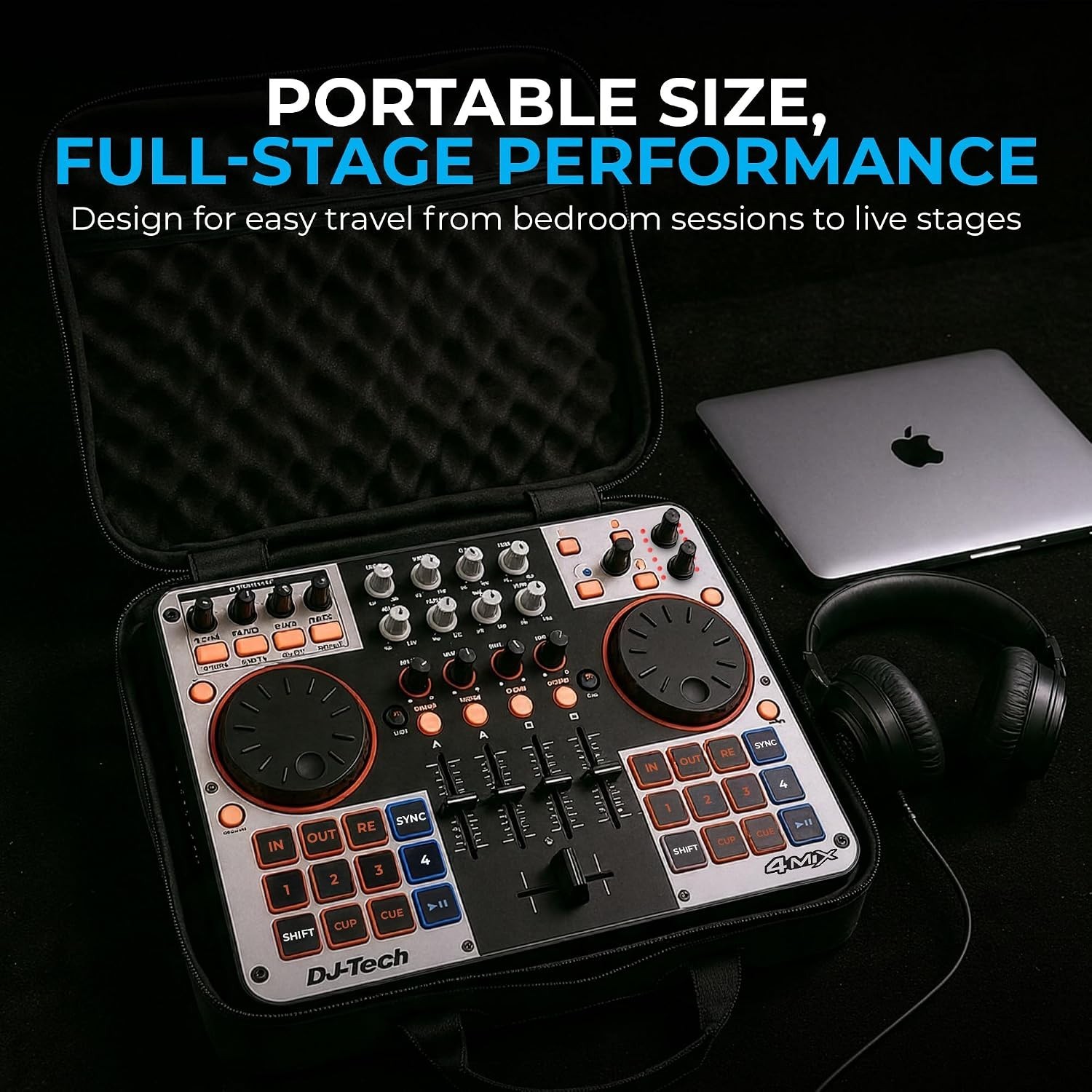 DJ Controller, USB MIDI 4-Deck Control with Integrated Soundcard, 4-Channel M...