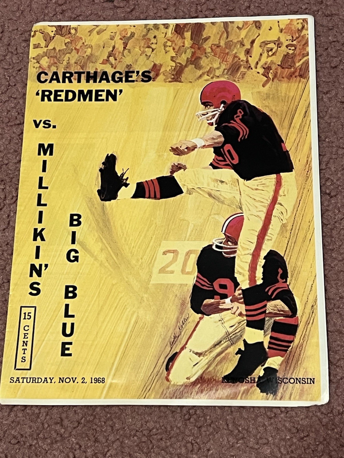 1968 Carthage vs Millikin College Football Program