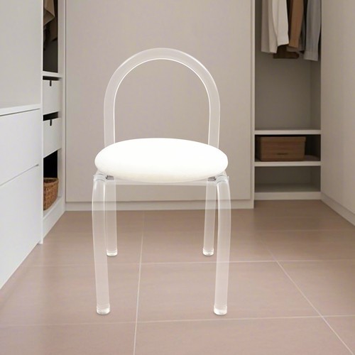 Modern Minimalist Clear Acrylic Makeup Chair with Velvet Cushioned Seat