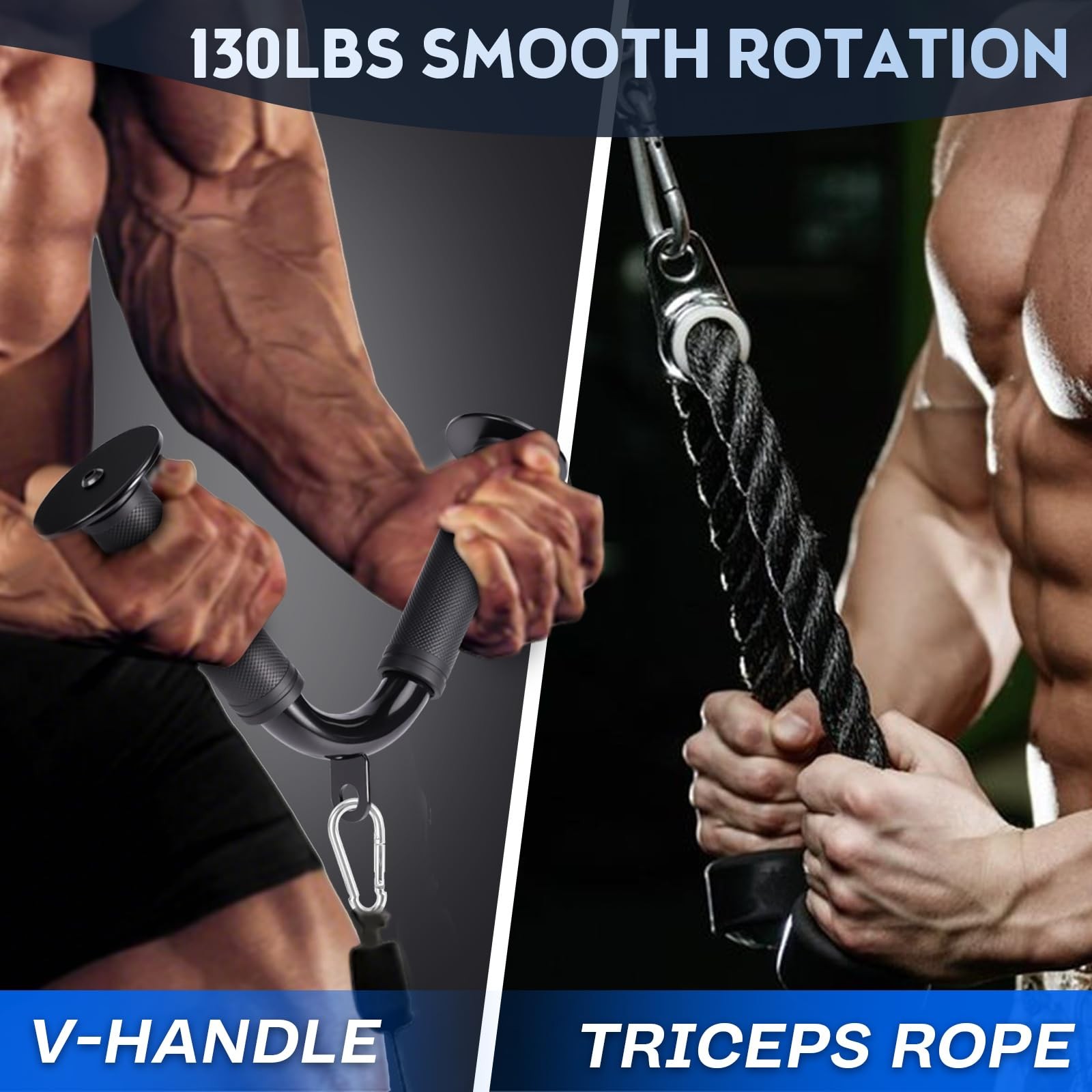 10-in-1 Cable Machine Attachments Set for Gym - Includes Tricep Rope, V-Bar, Str