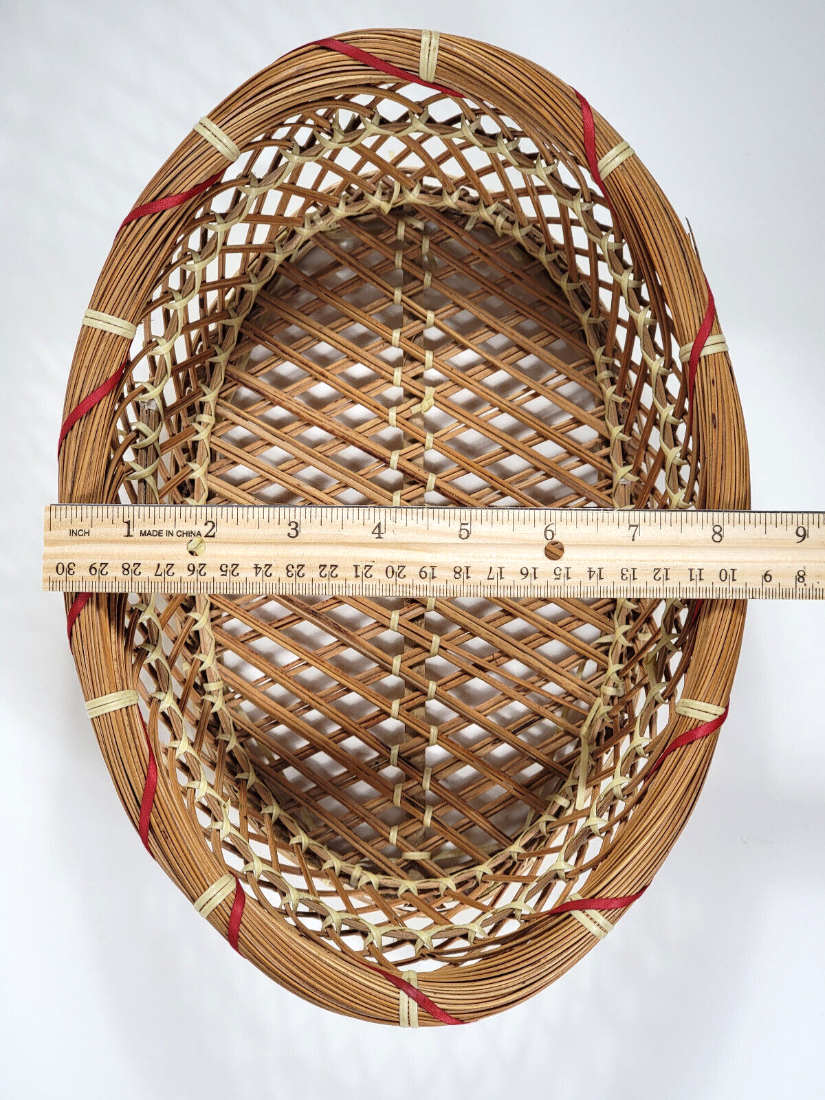 Decorative Wicker & Bamboo Open-Weave Bread Basket 12"x8"