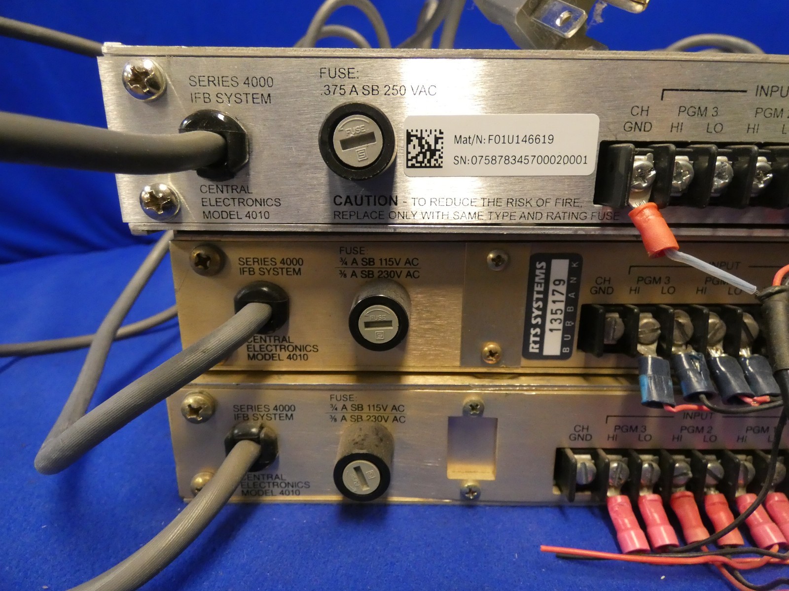 RTS Systems Series 4000 IFB System Central Electronics Model 4010 (QTY 3 Total)