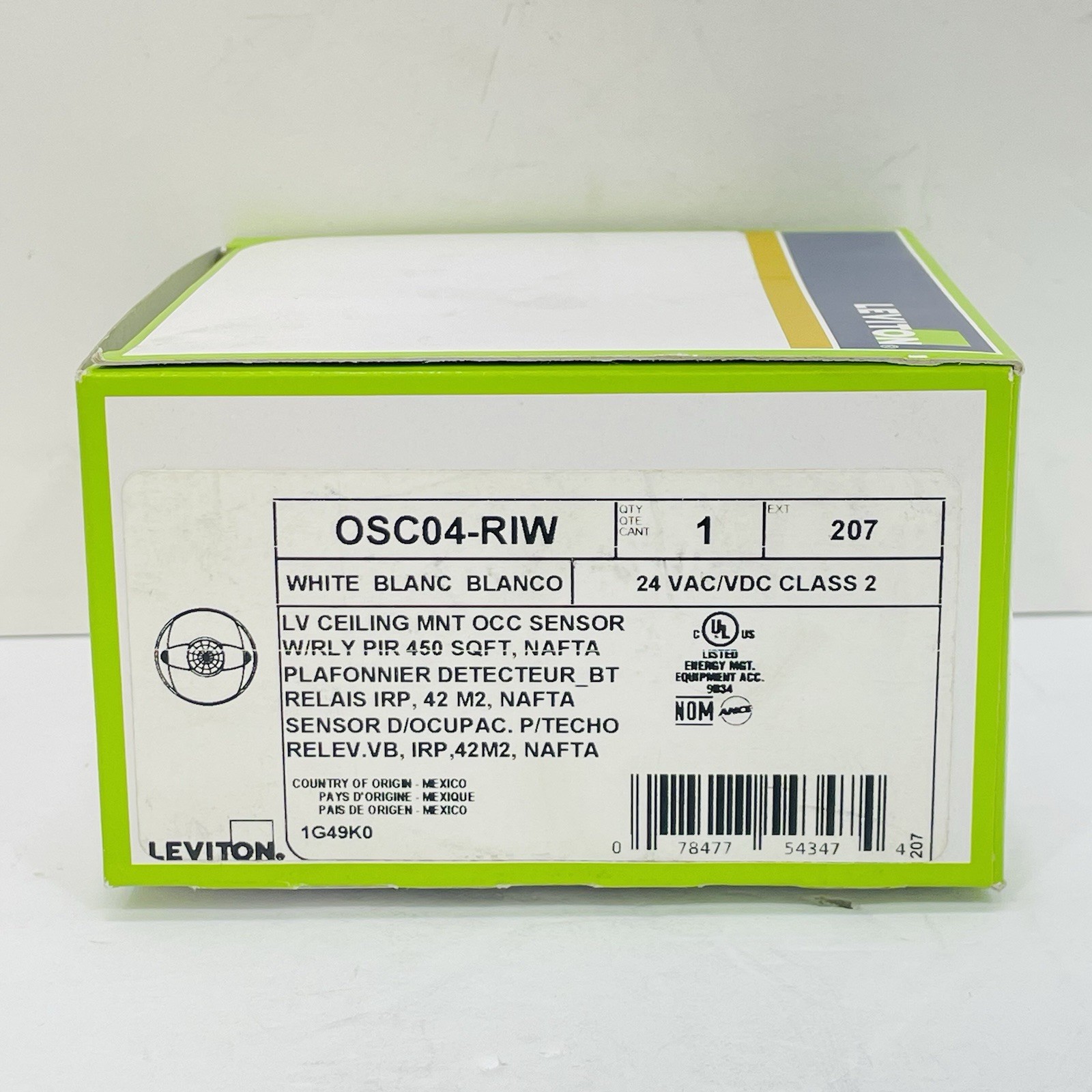 Leviton OSC04-RIW PIR Occupancy Sensor Ceiling Mount 450 SQFT 24V White ~NEW~