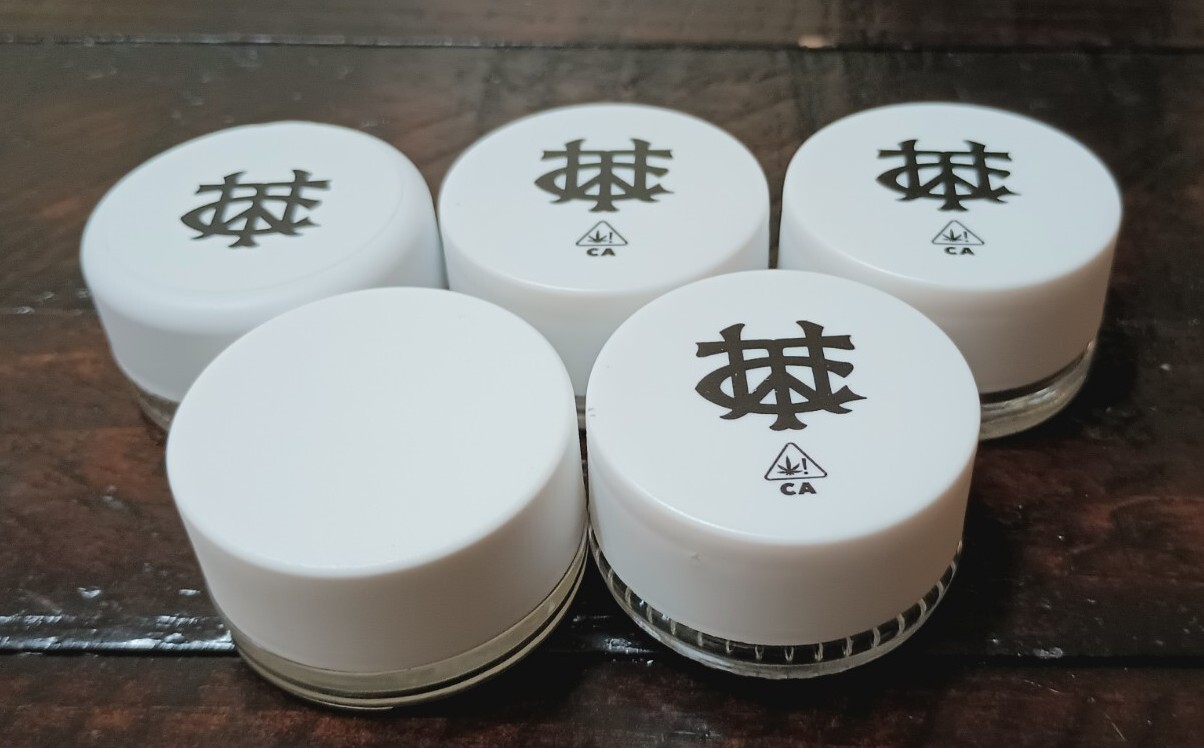 5 Pack Circular 9ml Glass Concentrate Jars With White Lids / Child Resistant
