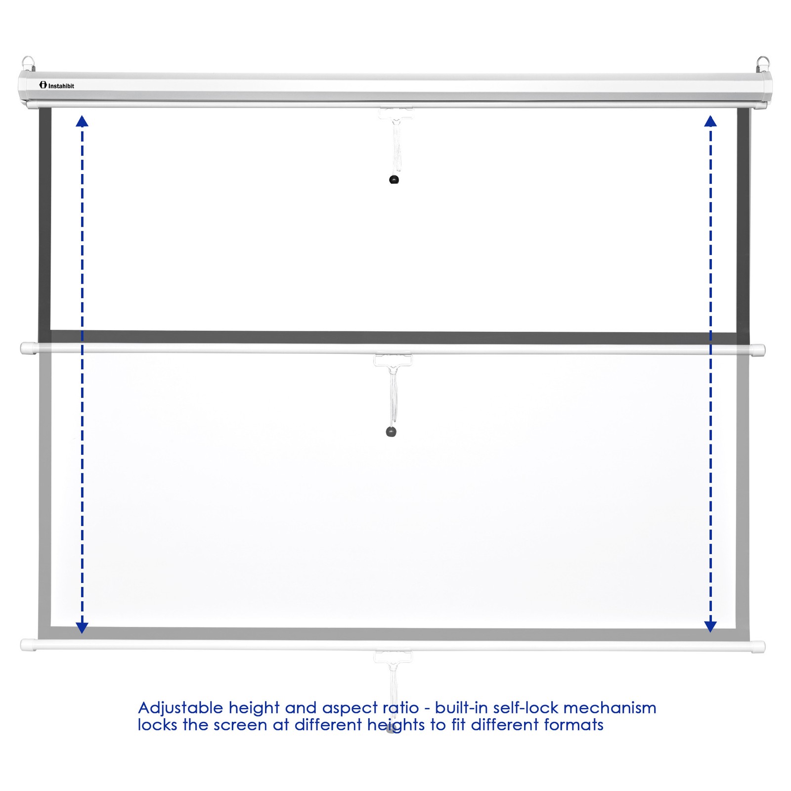 72" 4:3 Manual Pull Down Projector Screen Movie TV Video Projection Theater Home