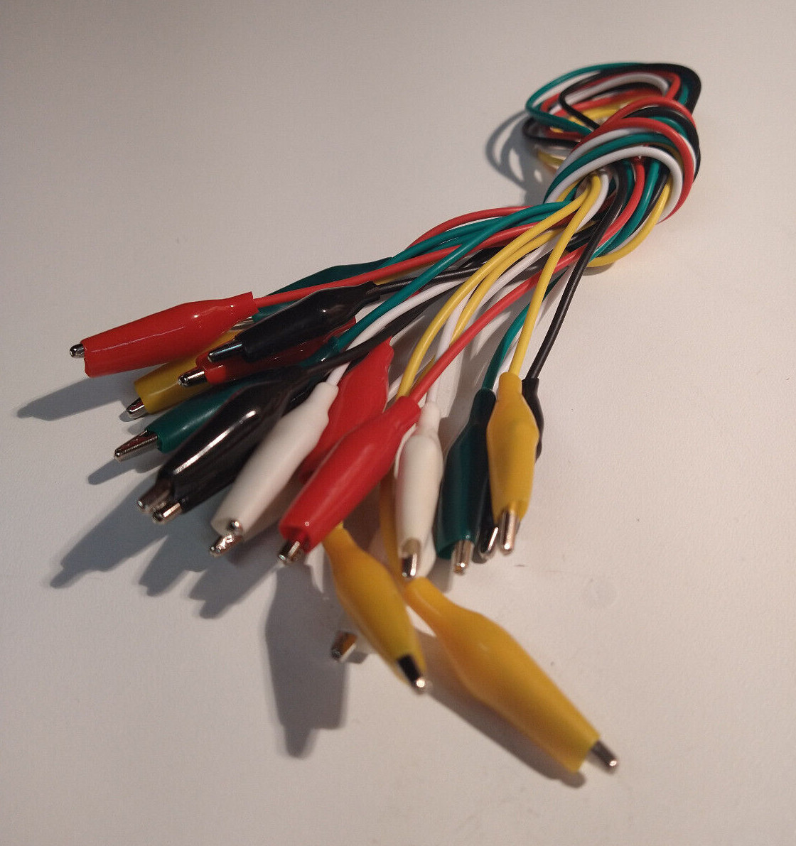 🔥 NEW 10 Piece, 5 Color Alligator Clip Set. Clamp On Test Lead Wire Jumpers USA