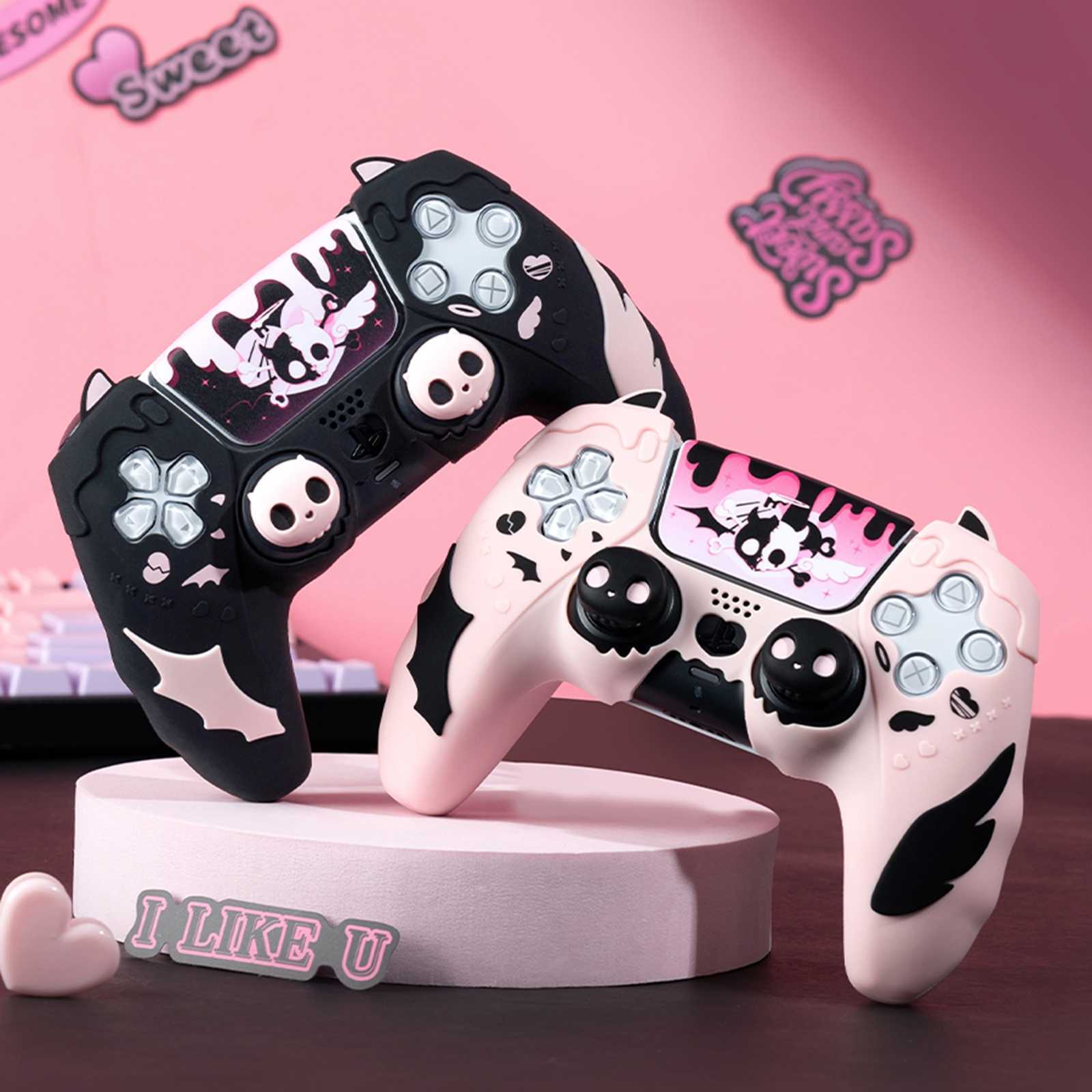 GeekShare Skull Protective Case Cover for PS5 Controller Silicone Shell Skin