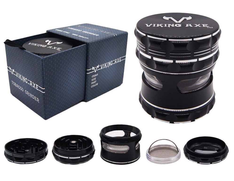 2.5" 5 PC Herb Spice Crusher Smoke Tobacco Grinder Large Storage W/ Gift Box  GK