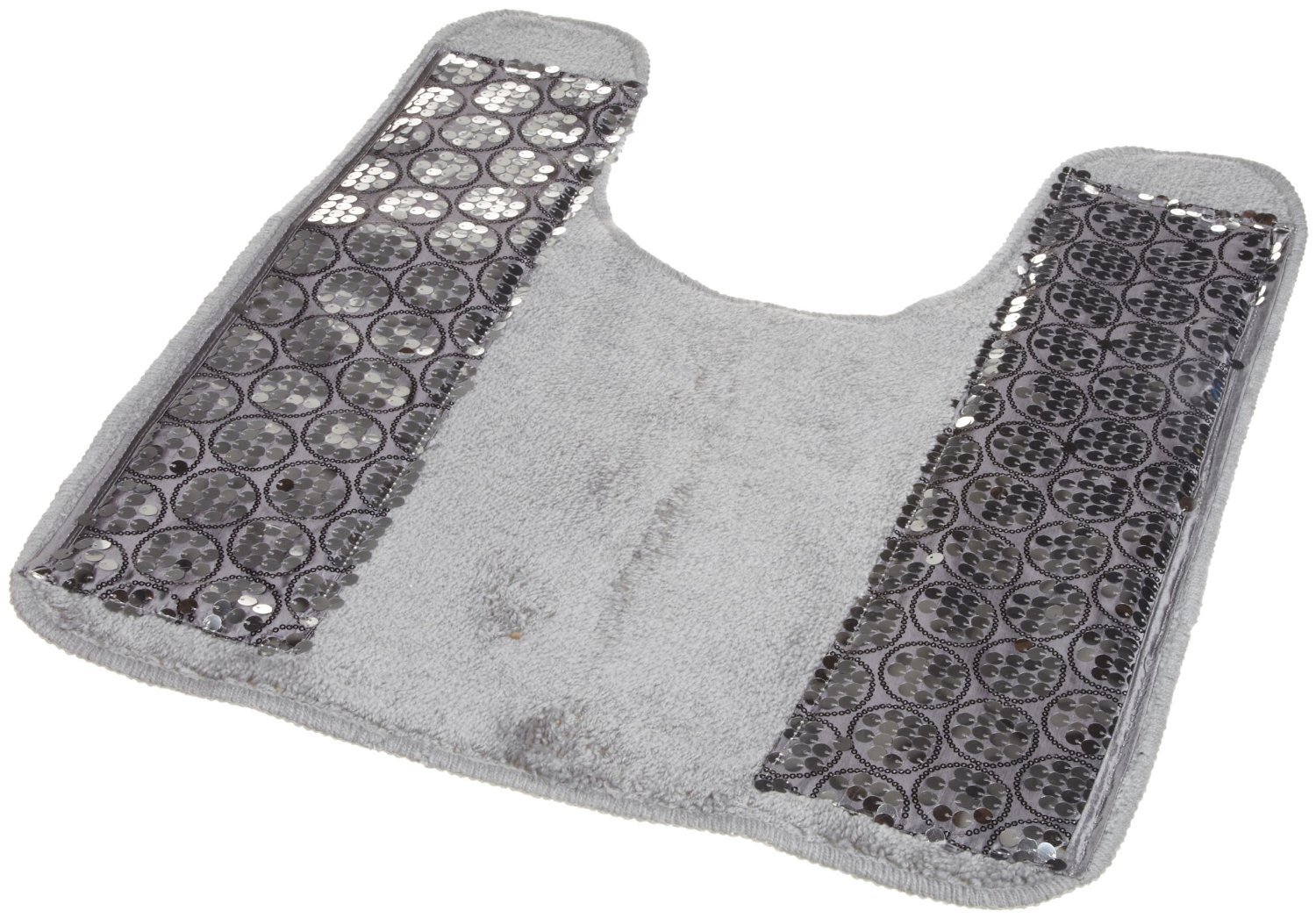 Popular Bath Sinatra Silver Bath Contour Rug with Sequins