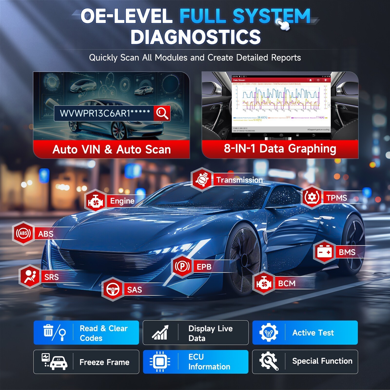 LAUNCH X431 PRO STAR& TPMS Tool Bidirectional Diagnostic OBD2 Scanner ECU Coding