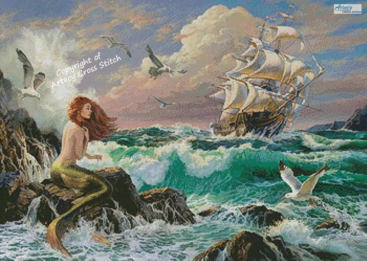 The Mermaid and the Ship by Artecy cross stitch pattern