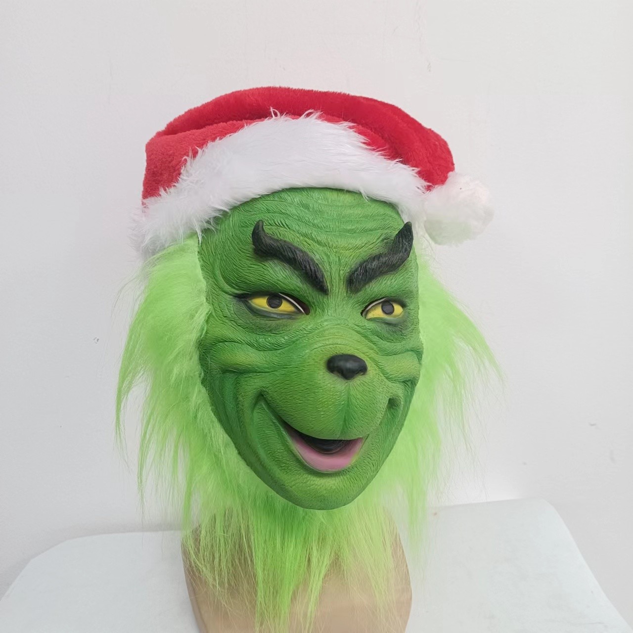 The Grinch Mask Full Head Latex Xmas Christmas Cosplay Costume with hat