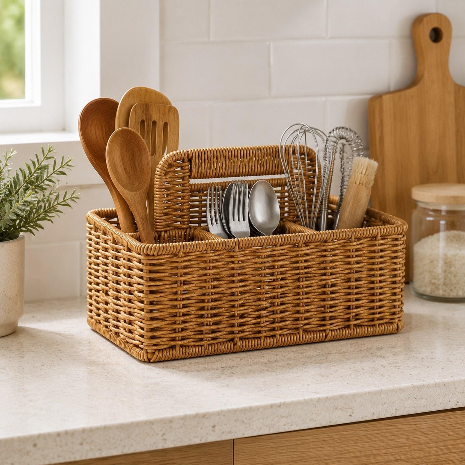Storage Woven Basket Handmade Storage Bin for Household Countertop Farmhouse