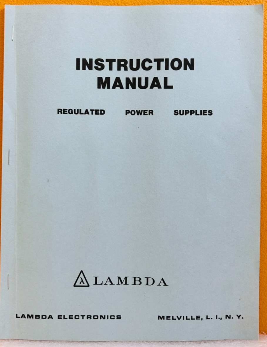 Lambda IM-LT-800 LT-800 Series Regulated Power Supplies Preliminary Instr Manual