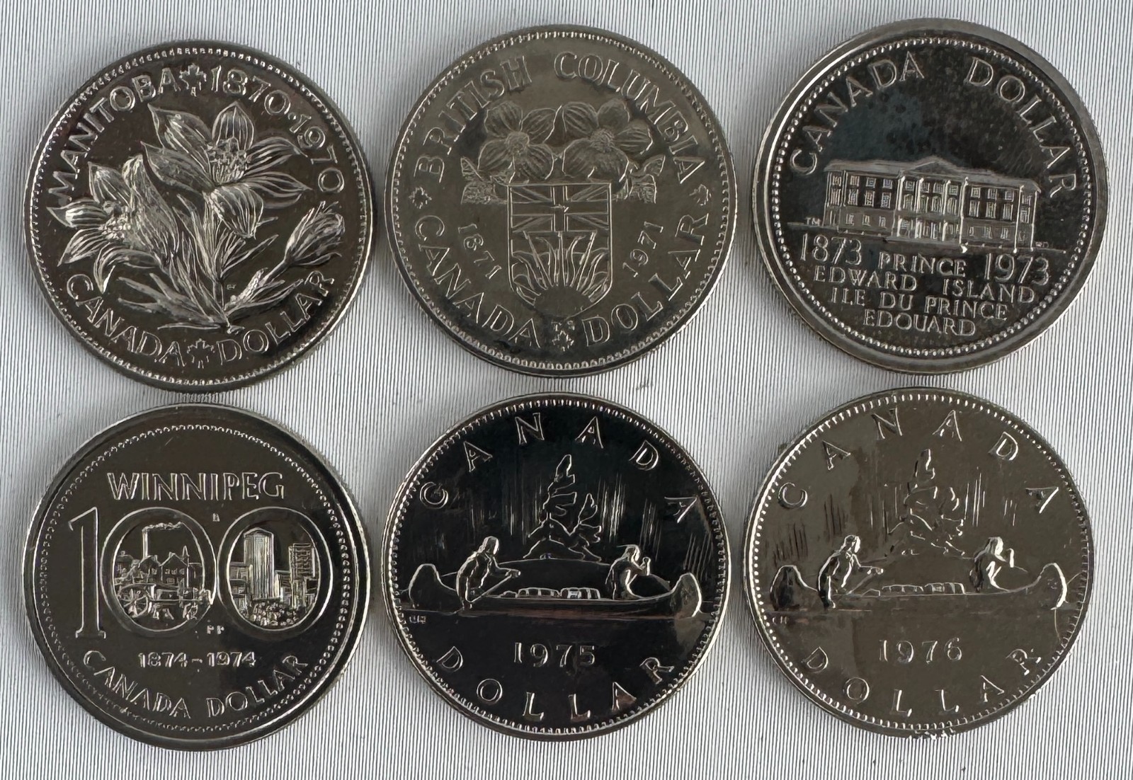 1970-1976 Canada One Dollar Lot of 6 Canadian Commemorative PL Nickel Content $1