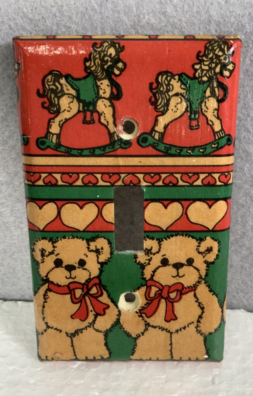 Vintage Teddy Bear Light Switch Wall Plate Cover Kids rocking horse Handmade