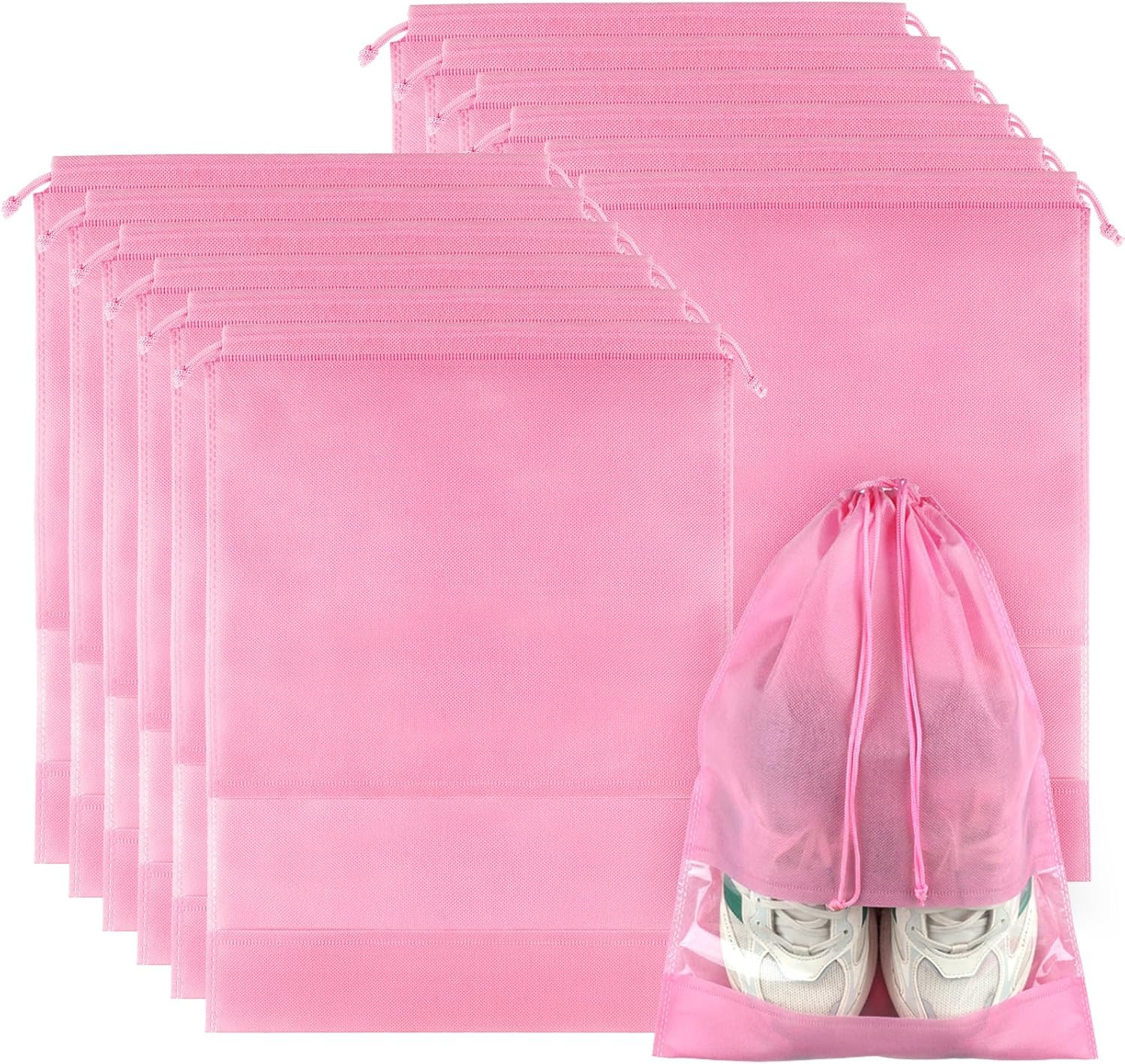 12 Pack Shoe Bags for Travel,Large Travel Shoe Bags for Packing with Clear Windo