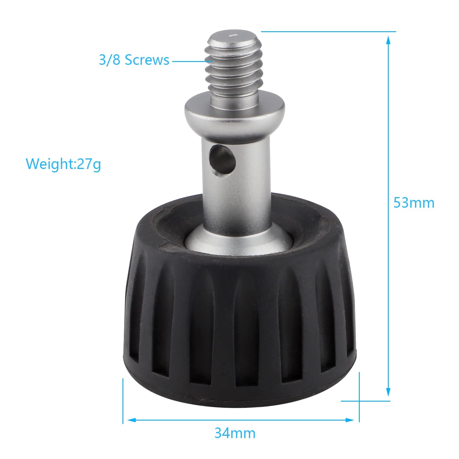 Rubber Tripod Feet with 3/8" Screwfor Thread Tripod Foot Width 34mm3PCS