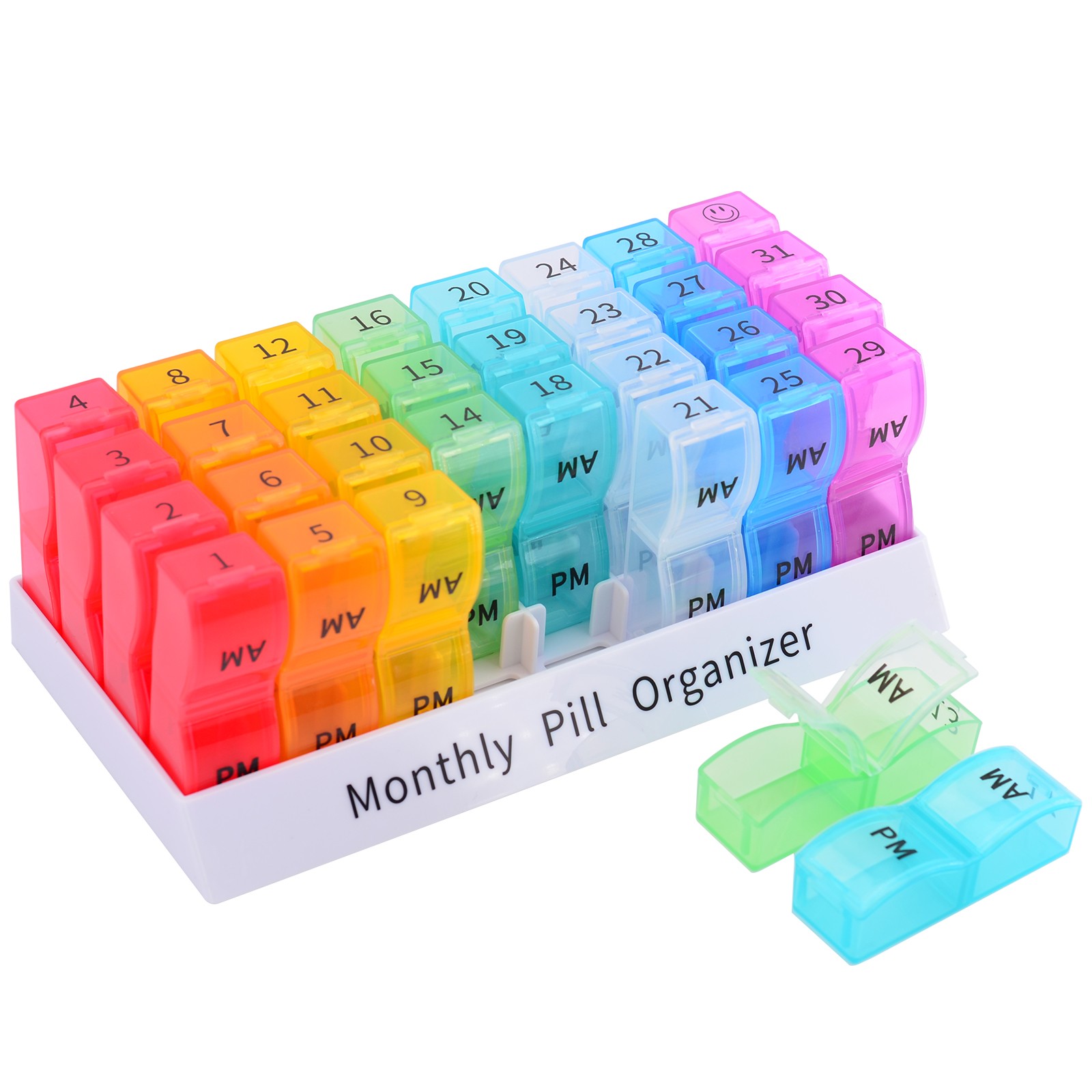 30 Days Pill Organizer 2 Times a Day Fade Resistant BPA Free Medicine Container