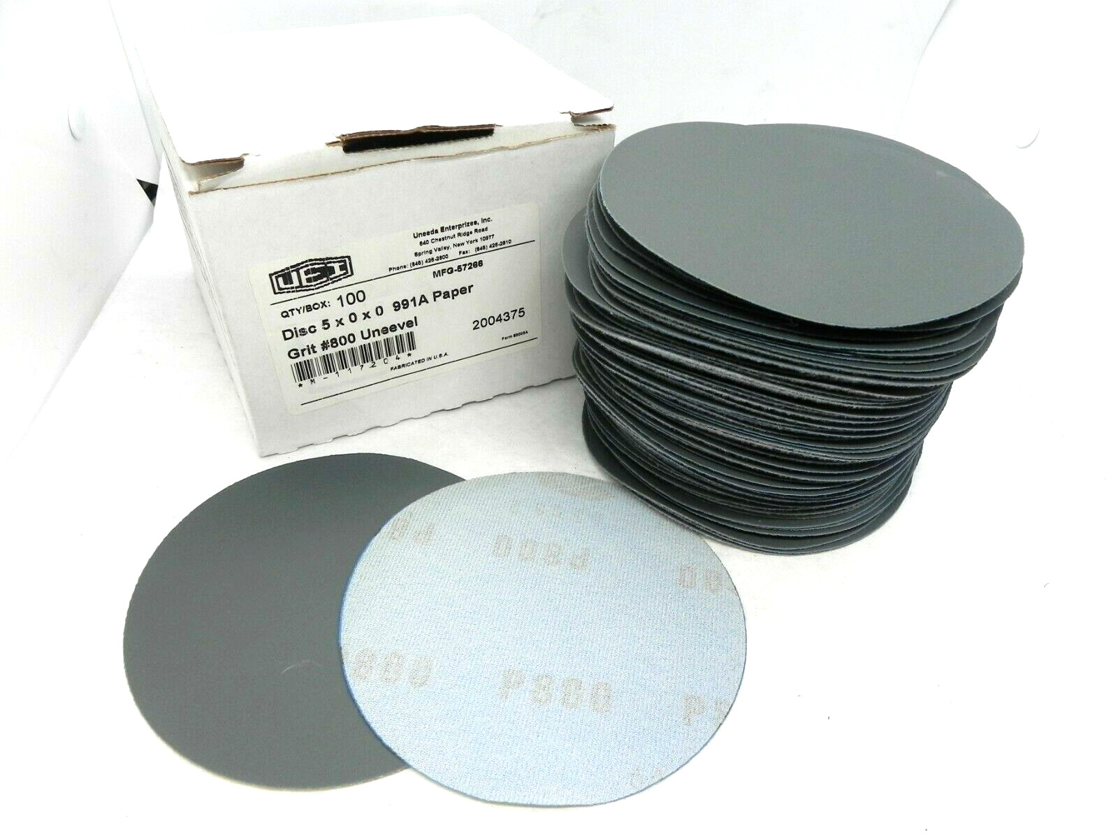 (100 Discs) Uneeda Wet or Dry Waterproof Sandpaper 800 Grit 5" Discs (HR)