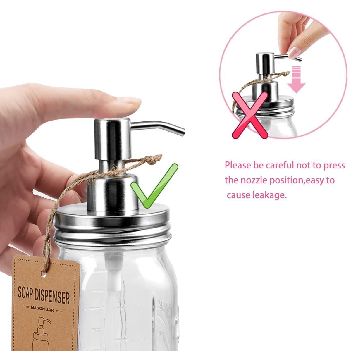 Mason Jar Bathroom Accessories Set(4 Pcs) -Lotion Soap Dispenser & 2 Qtip Hol...