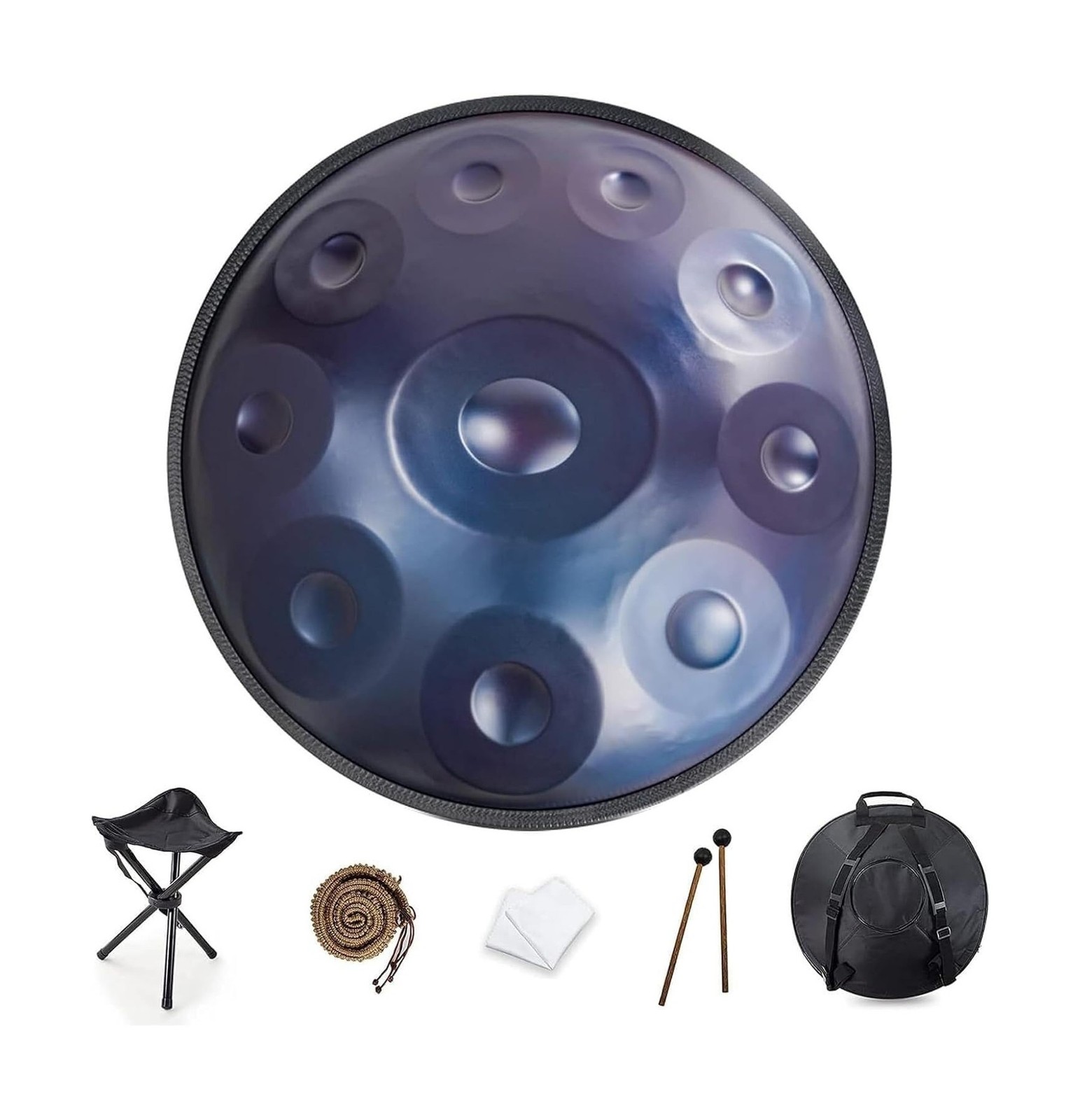 YAYUZEST Advanced Adult Handpan, 22-Inch 10-Note 440Hz D Minor Kurd Steel Dru...
