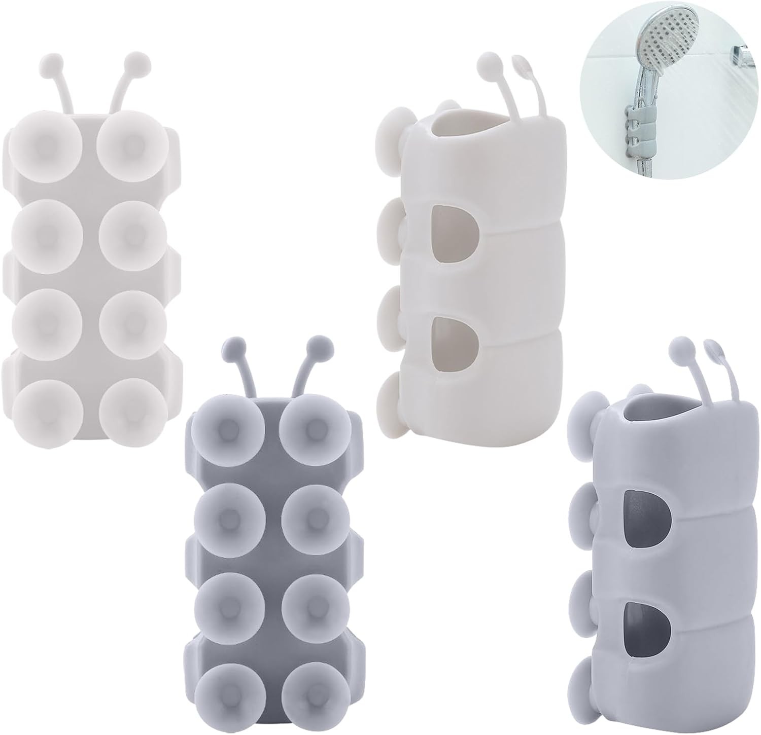 4 Pcs Silicone Shower Head Holder, Universal Relocatable White