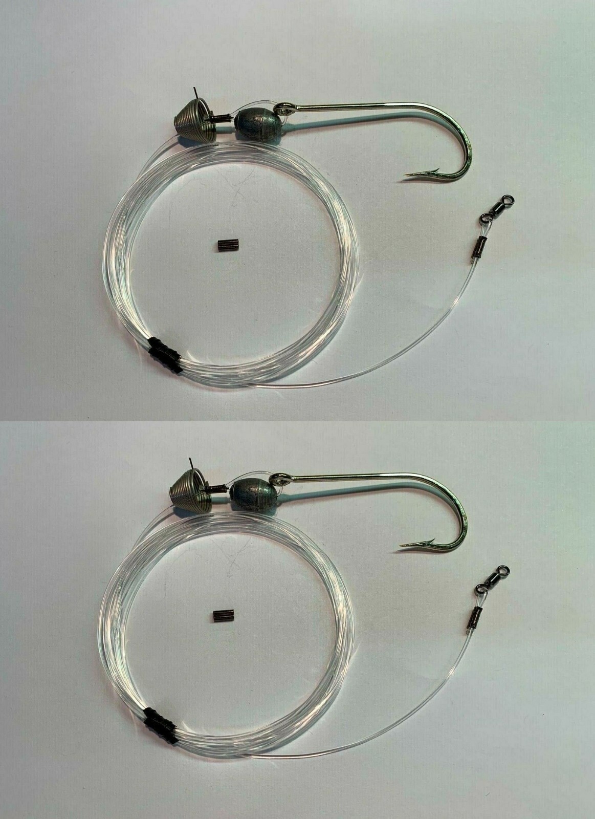 2 Pcs. Ballyhoo Pin Rig with Stainless Steel Bait Spring Mustad 8/0 100 lb Mono