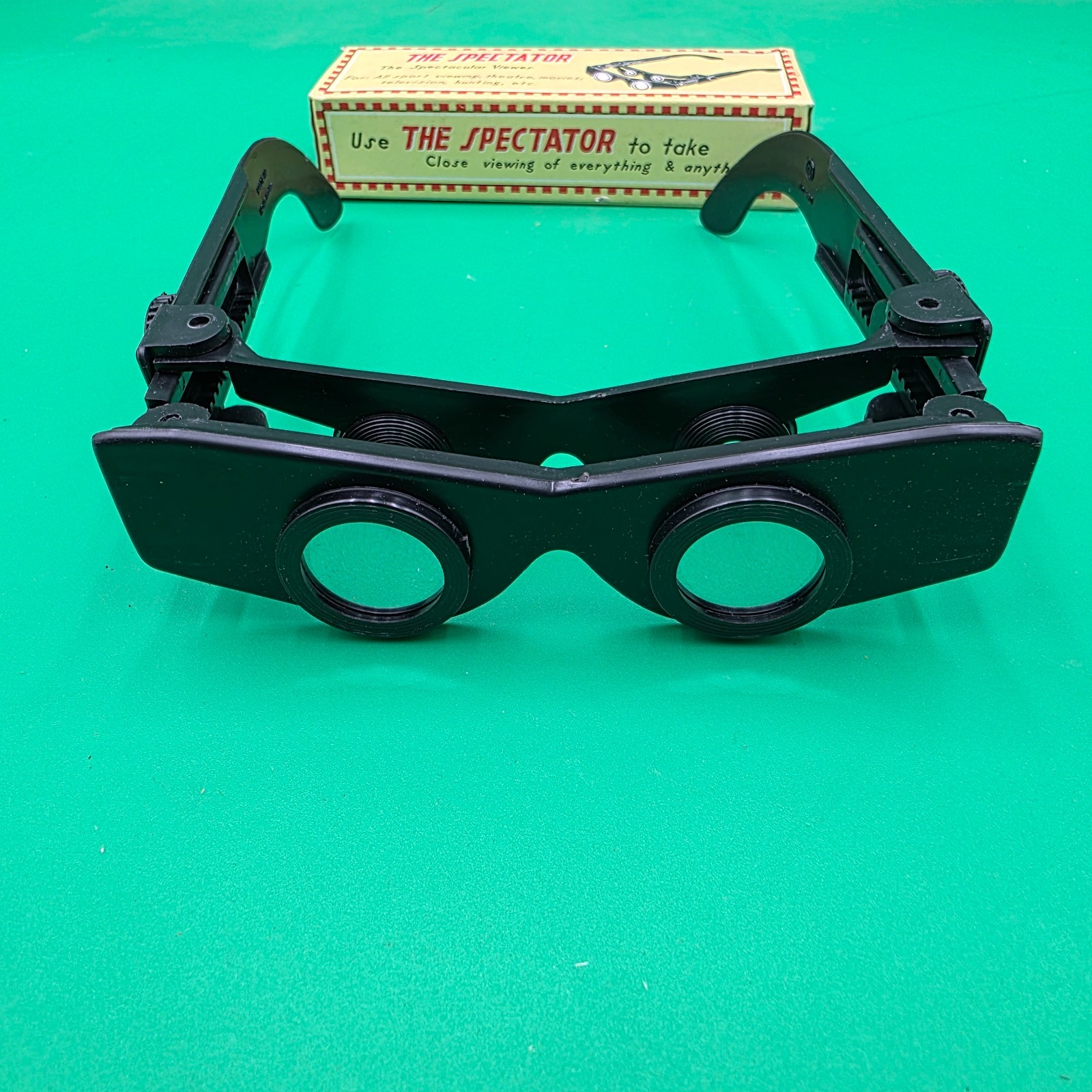 Vintage The Spectator Binocular Glasses Black Compact Viewer with Original Box