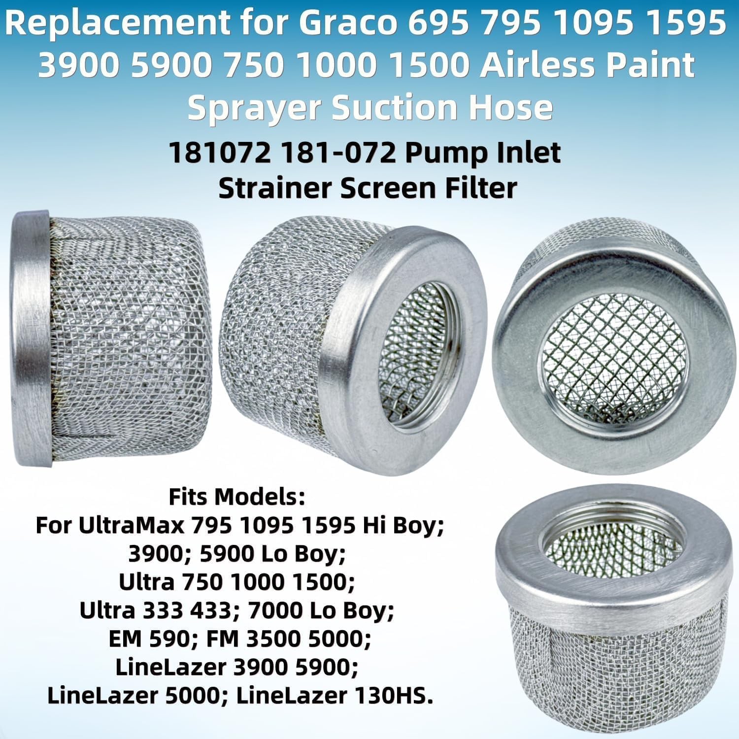 3-Pack 181072 181-072 Stainless Steel Pump Inlet Strainer Screen Filter Replacem