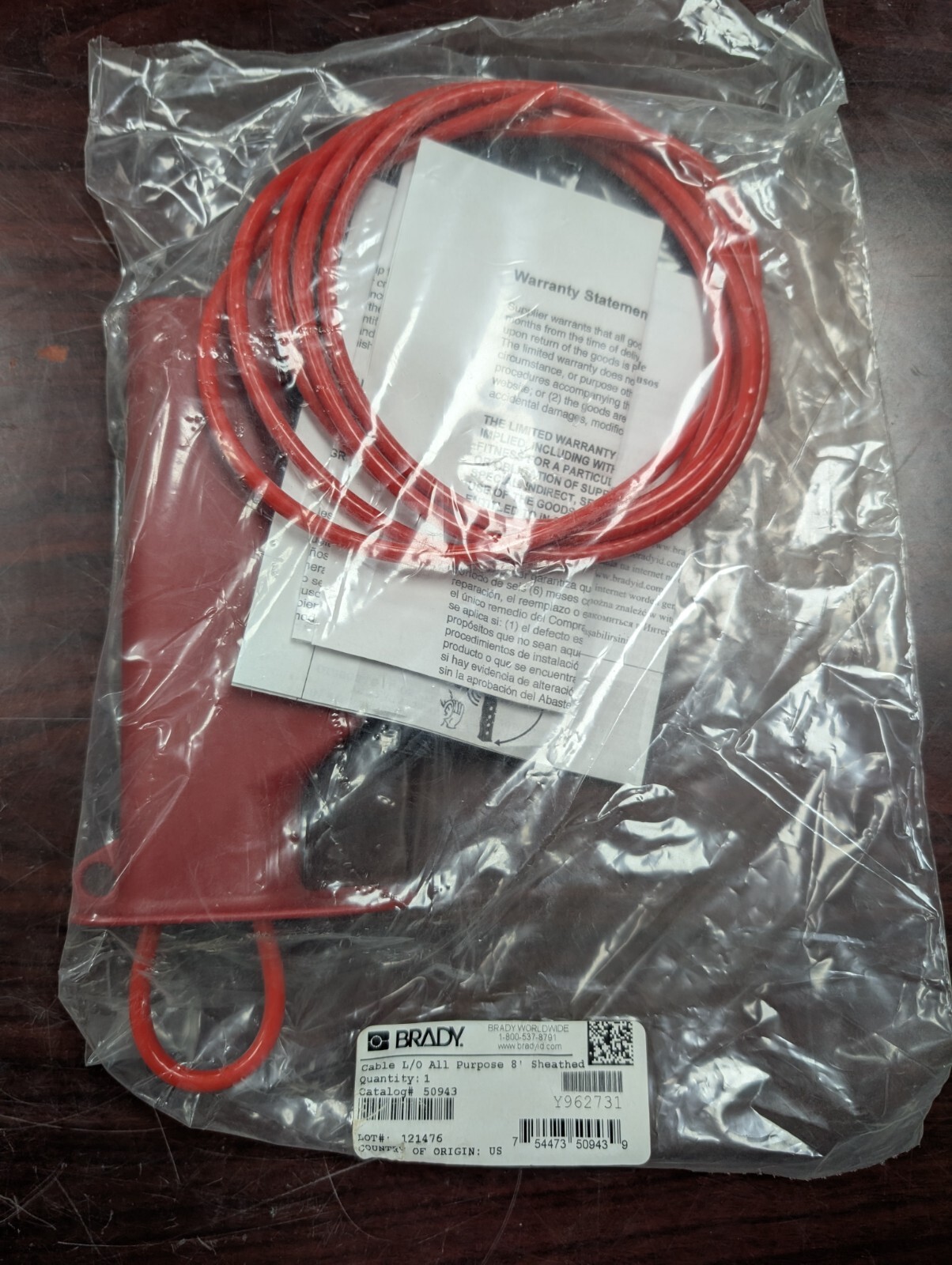 🤪 NEW BRADY ALL PURPOSE 8" GRIP CLENCHING SHEATHED CABLE LOCKOUT 50943