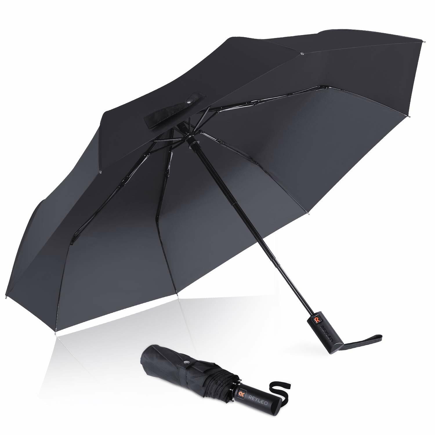 REYLEO Windproof Travel Umbrella with Teflon Coating, Ultralight Only 320g, Auto