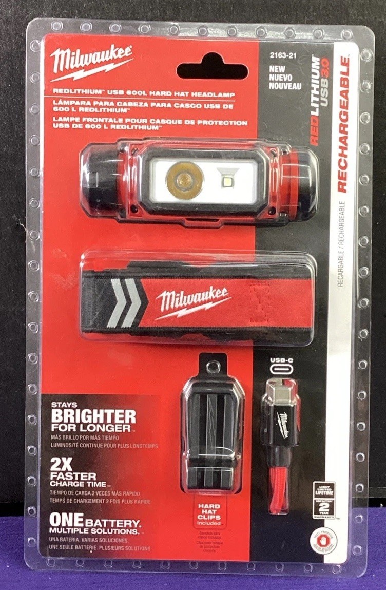 Milwaukee 2163-21 600-lumen REDLITHIUM USB Hard Hat Headlamp Kit NEW