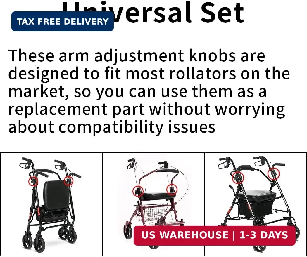 Knob Replacement Part Universal for Rolling Walker Rollator, Foldable Rollator,