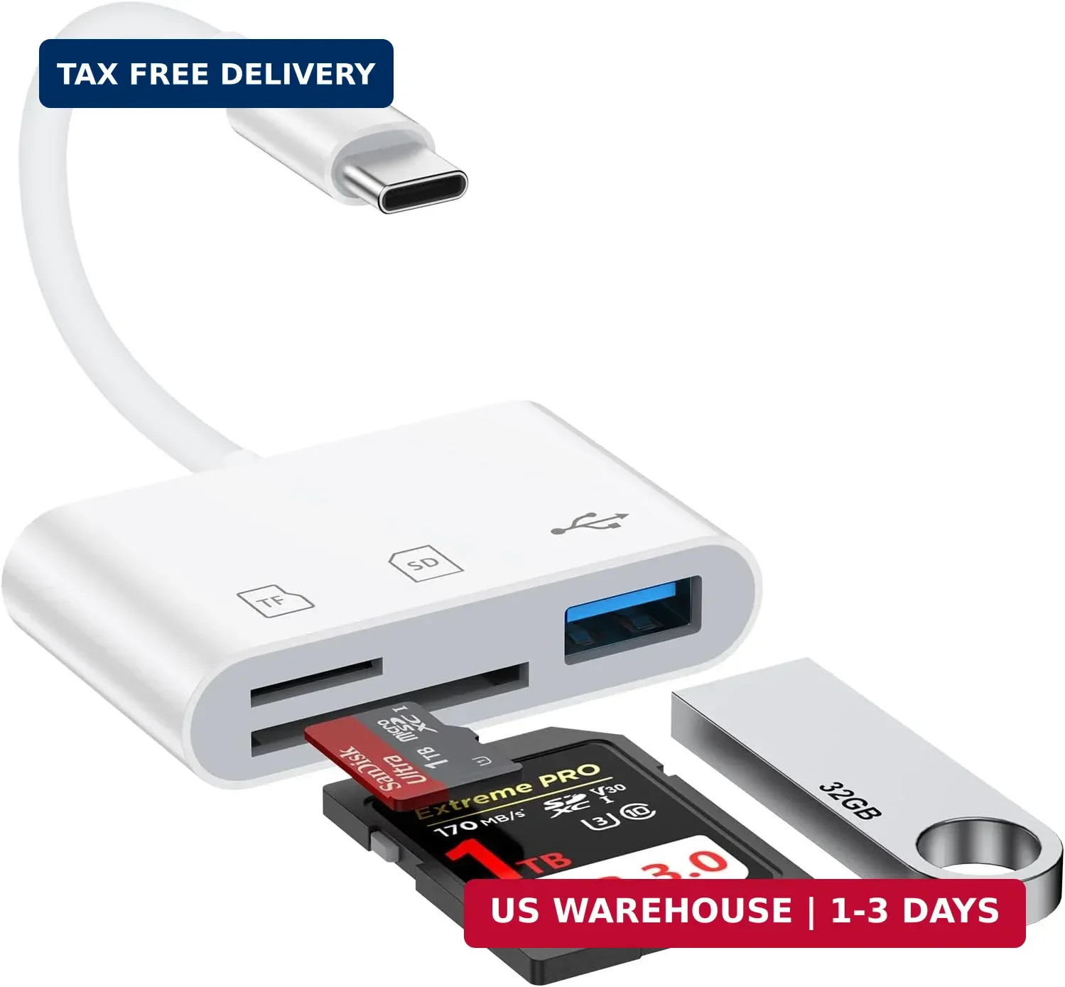 USB C SD Card Reader for iPhone 17e/17 Pro/17Pro Max/17/16/15, 3 in 1 Type C Dig