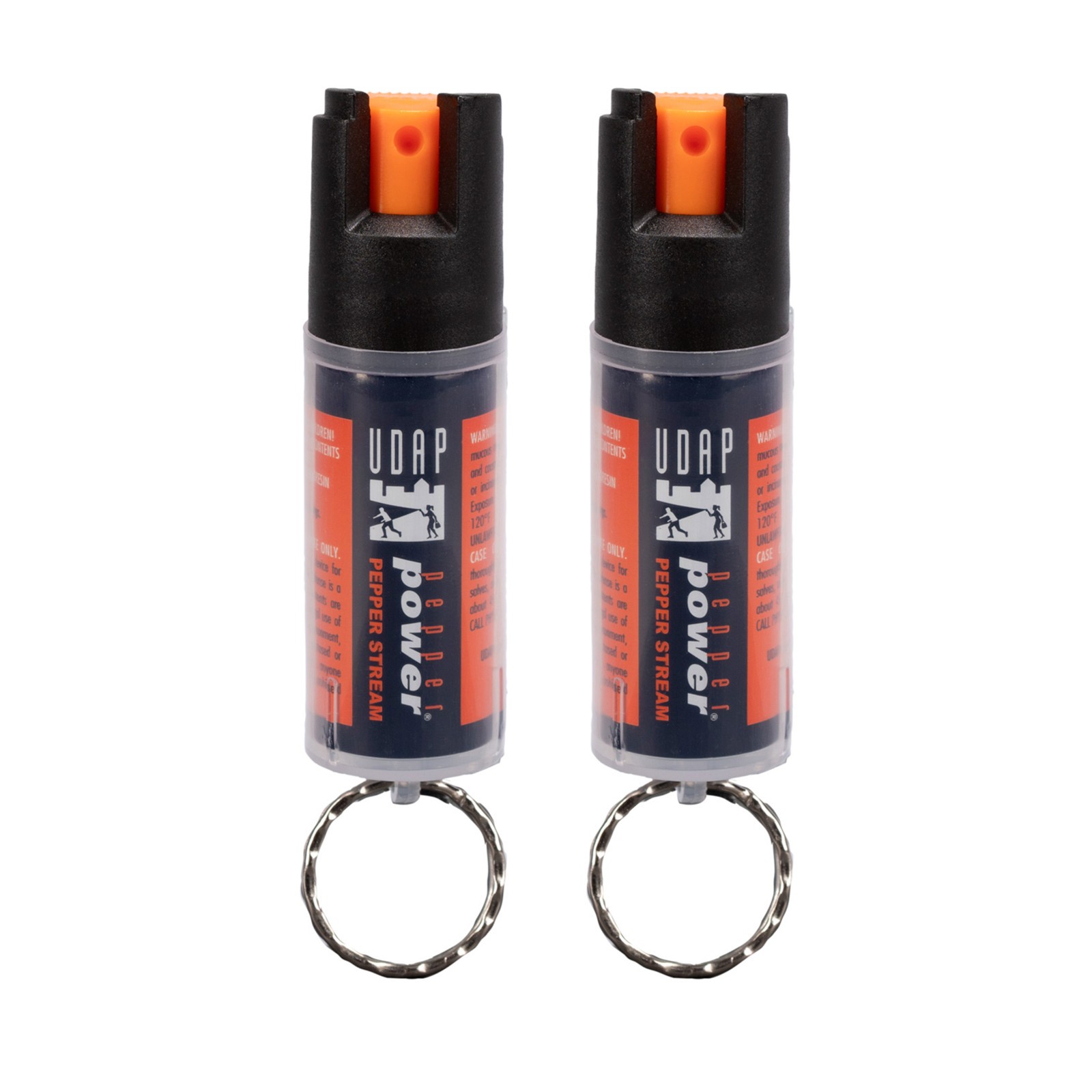 UDAP Pepper Power Keychain Compact Pepper Spray  10 ft Stream 2K, 0.4 oz, 2 Pack