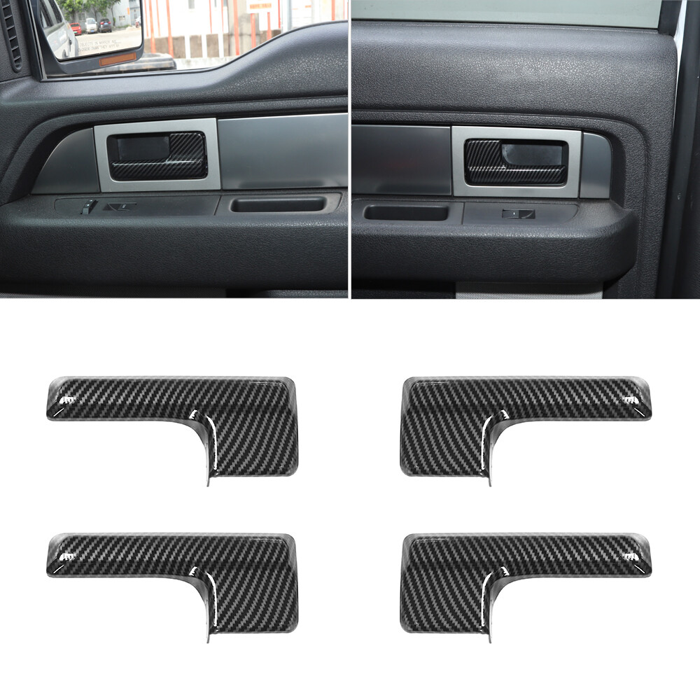 4X Inner Door Handle Frame Decor Cover Trim for Ford F-150 2009-14 Carbon Fiber