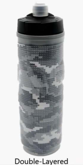 Lumos Double-Layered Reusable Plastic Bike Bottle in Gray Digital Camo